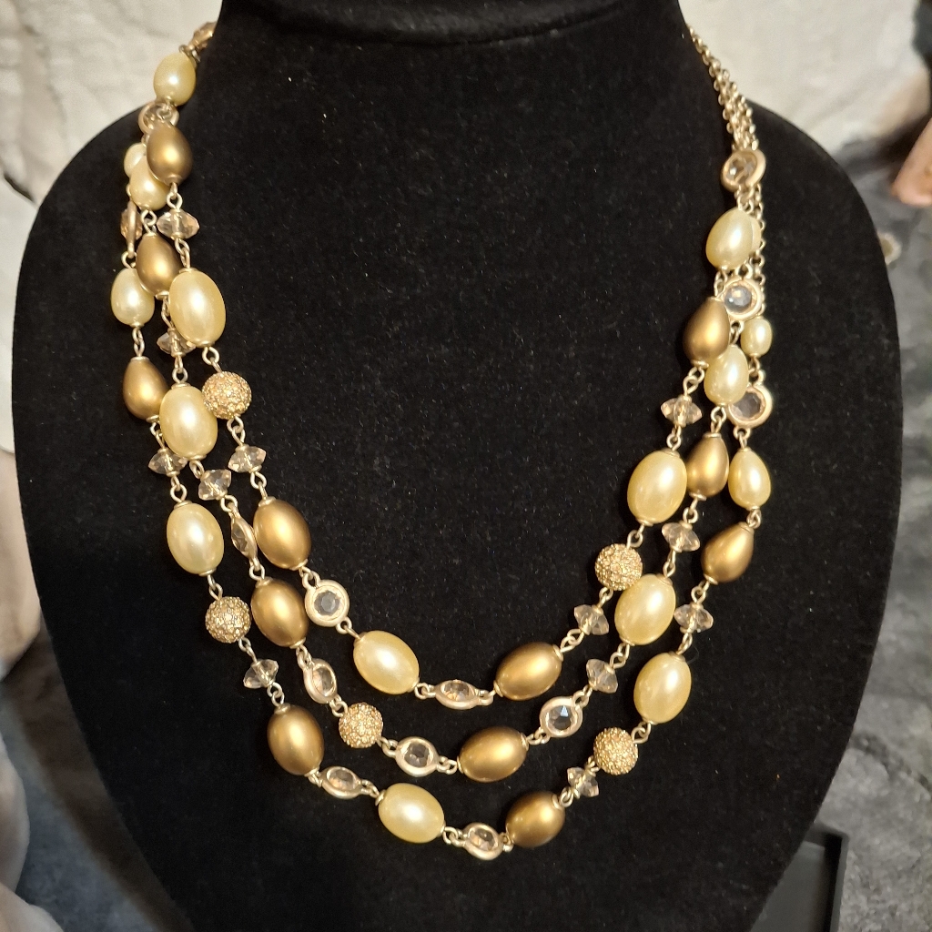 Talbots Cream Color Multi Strand Necklace 27$